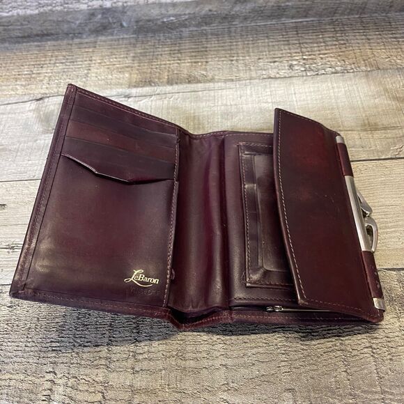 LeBaron Leather Bifold Wallet Venice Calf ID Maroon - Picture 4 of 11
